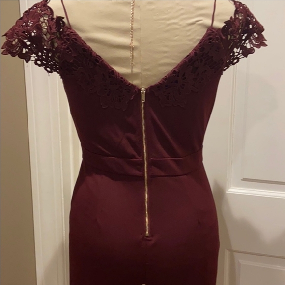 Iris Deep Burgundy Lace Jumpsuit - Picture 3 of 5